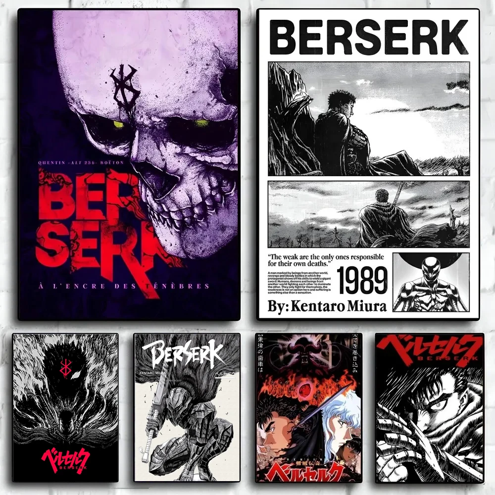 Desk Setup Poster - A4 Holz-Bilderrahmen Anime Berserk Poster Figuren