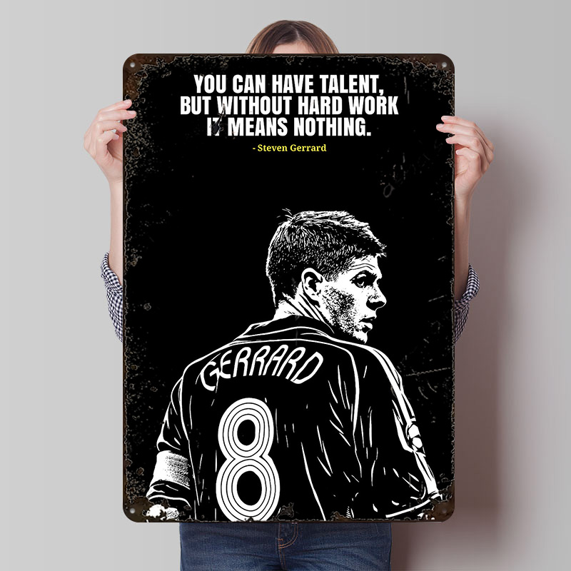 Desk Setup Poster - Steven Gerrard Zitat Metallposter, personalisierte Wandkunst,
