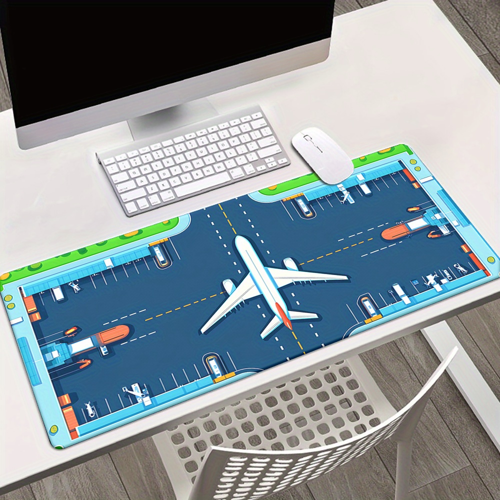 Desk Setup Gaming Pc - Flugplatz-Mauspad, große, erweiterte Schreibtischunterlage, robuste Gummibasis