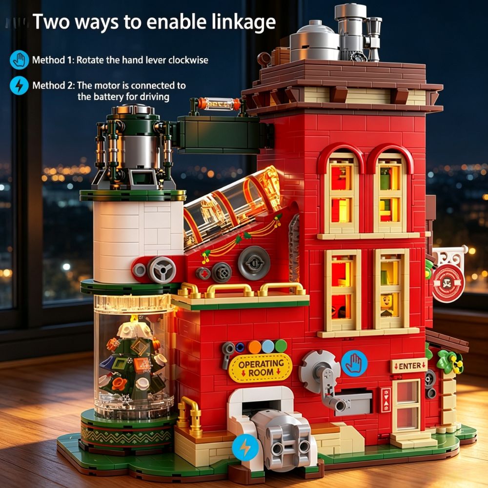 Desk Setup Options - KAVOWORLD 2775-teiliges Weihnachtsgeschenk Fabrik-Baustein-Set, Weihnachtsmann, Weihnachtsbaum,