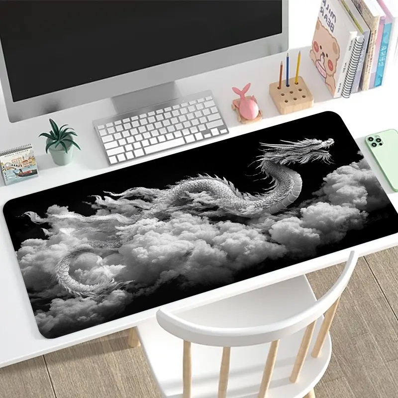 Schwarz-Weißes Drachen-Gaming- – Desk Setup Pc And Laptop Bewertung und Preis
