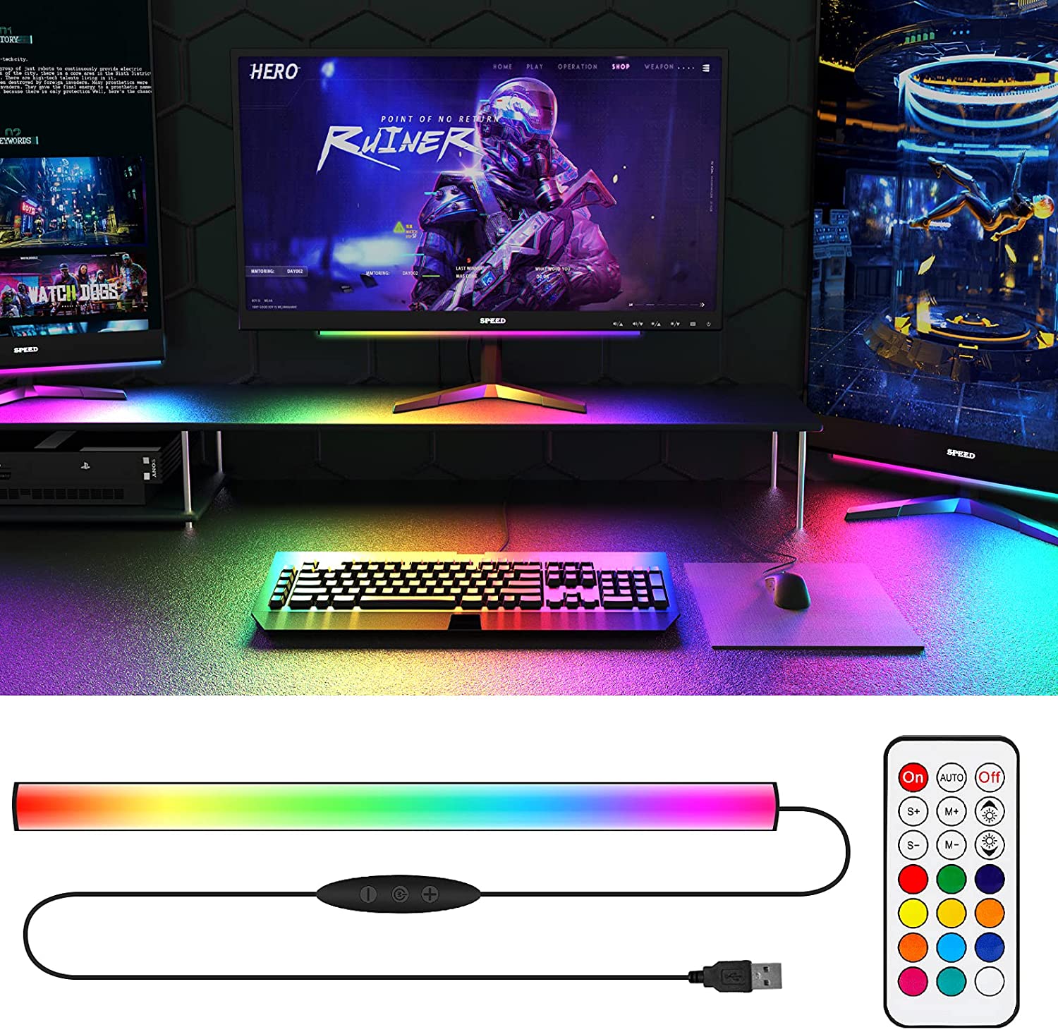 Unter Monitor Lichtleiste RGB  – Desk Setup Gaming Pc Bewertung und Preis